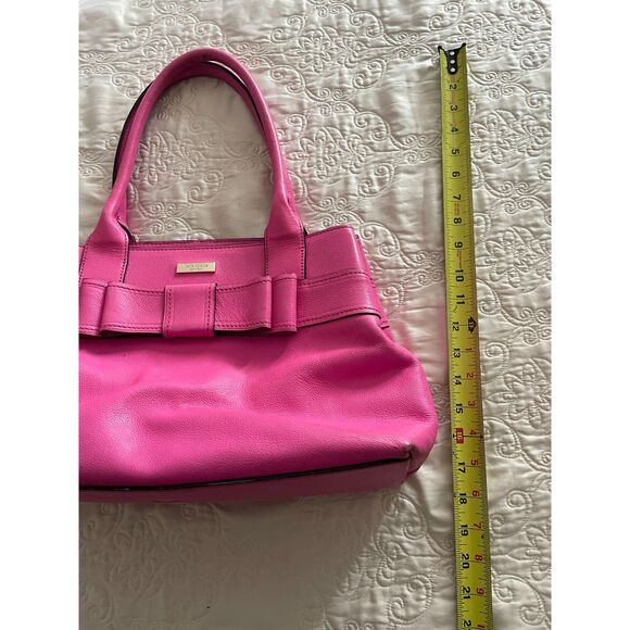 KATE SPADE New York Geniun Leather Pink Fuchsia Bow Satchel Handbag - Picture 13 of 14